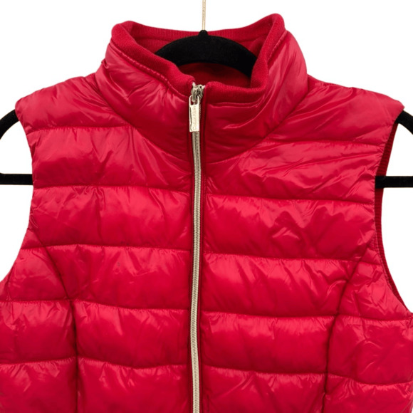 197. Calvin Klein Mixed Media Quilted And Knit Gorpcore Puffer Vest Red XS - Picture 3 of 11